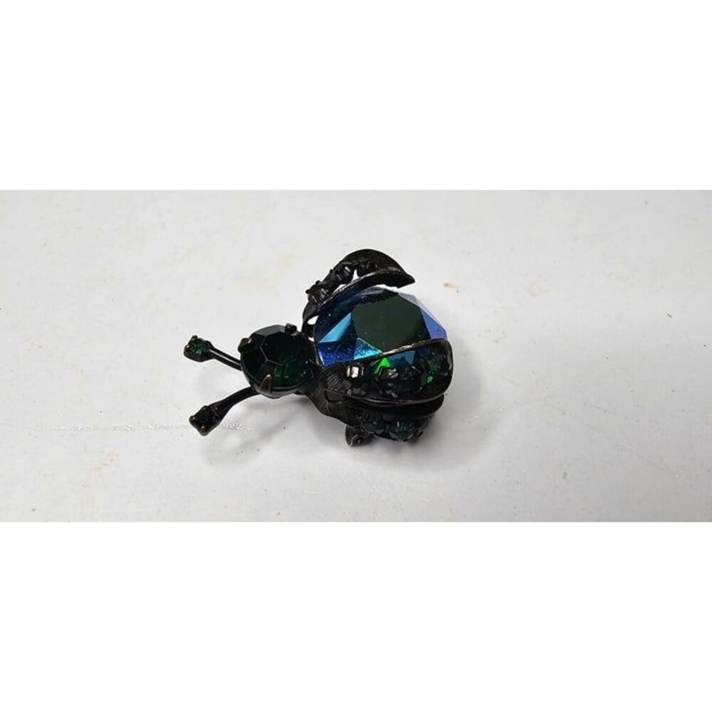 WARNER AB Coated Black & Blue Green Bug Fly Insect Pin Brooch 1950s